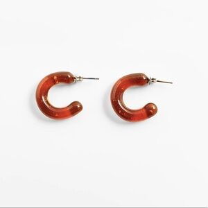 🌹NWT Zara Limited Edition Brown Glass Hoop Earrings.